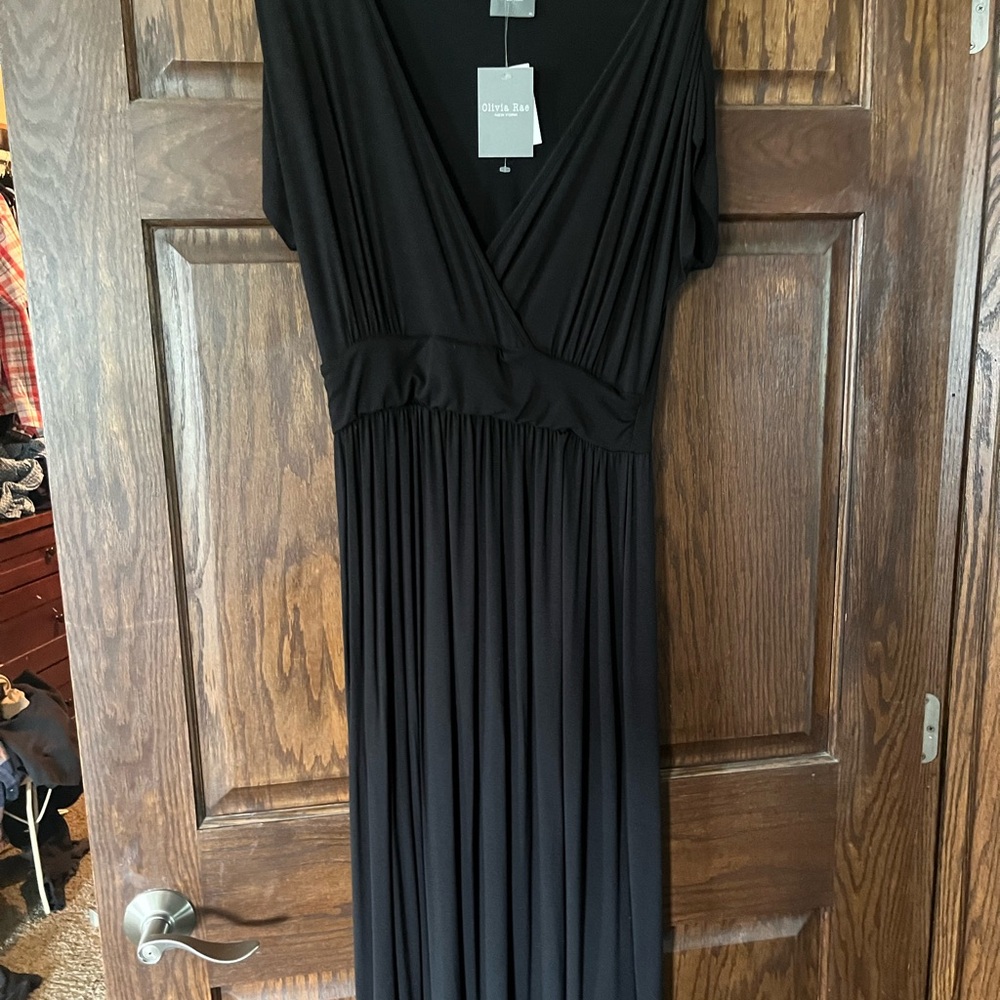 Black elastic waist maxi dress